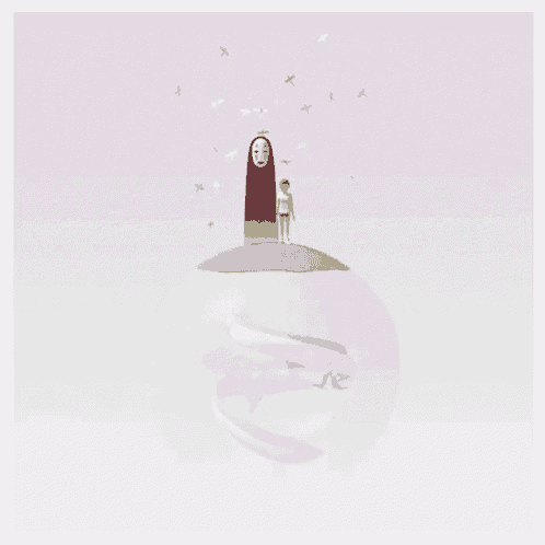 a cartoon drawing of a woman standing in a bubble