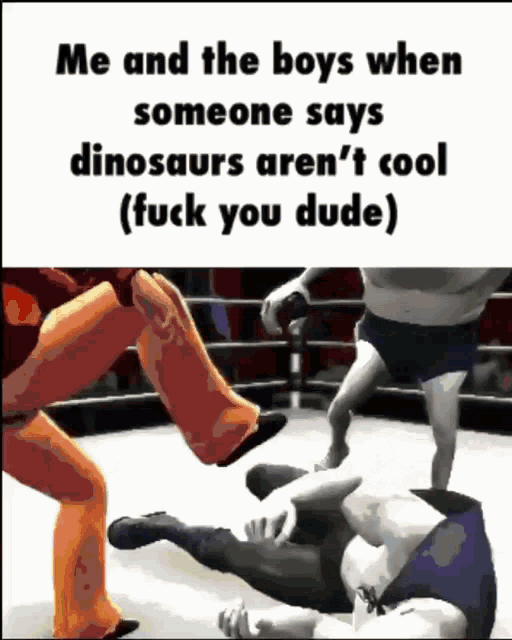Meme Me And The Boys GIF - Meme Me And The Boys When Someone Says Dinosaurs Arent Cool GIFs