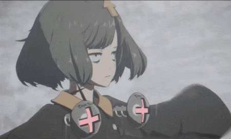 a girl with a cross on her chest is wearing a black jacket