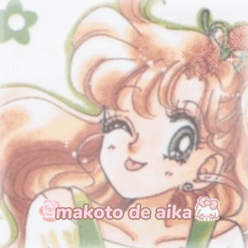 a drawing of a girl with the words makoto de aika written on it