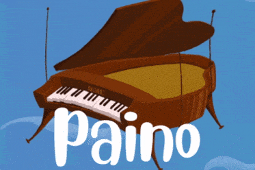 a cartoon drawing of a grand piano with the word paino below it