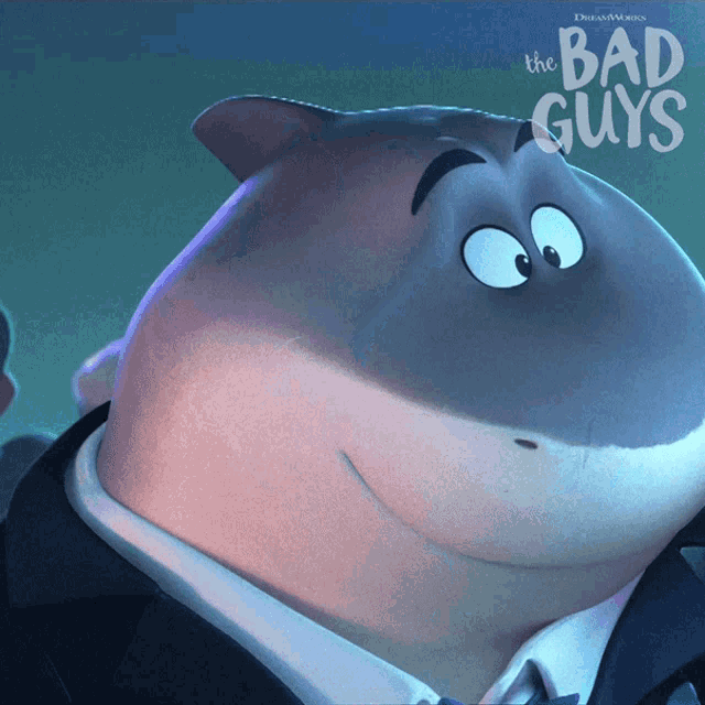 a poster for the bad guys features a shark in a suit