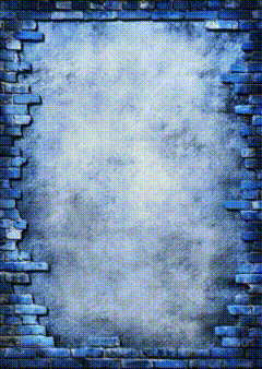 a picture of a blue brick wall with a gray background