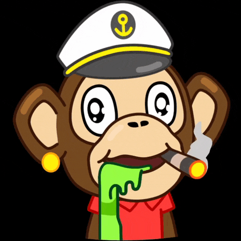 a cartoon of a monkey wearing a captain 's hat smoking a cigar