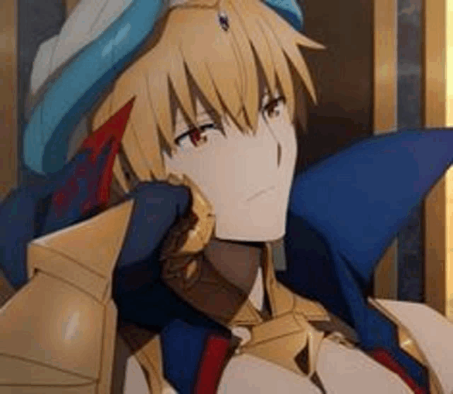 a close up of a person wearing a hat and armor in a video game .