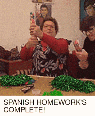 spanish homework 's complete is written on the bottom of the image
