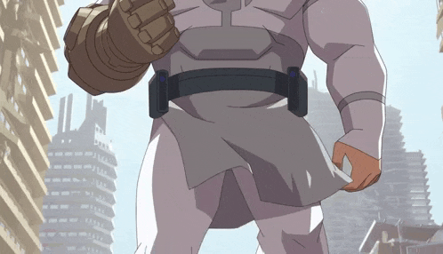 a cartoon drawing of a man in a white costume