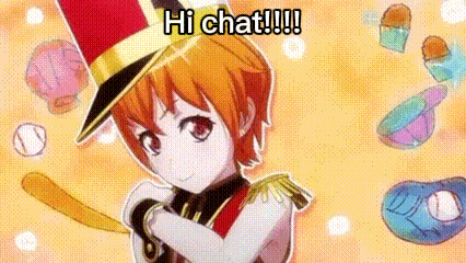 a girl in a top hat is holding a baseball bat and says hi chat .