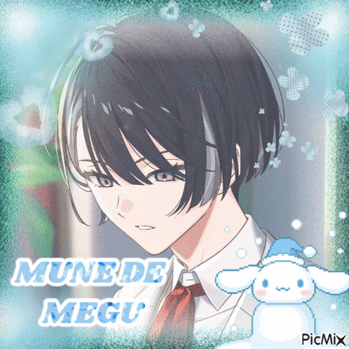 a picture of a person with the name munede megu on it