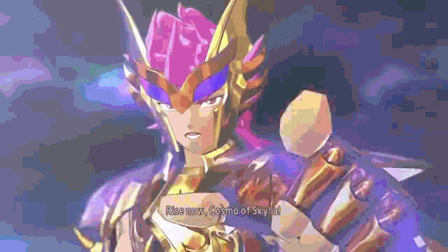 a video game character says " rise new cosmo of sky "
