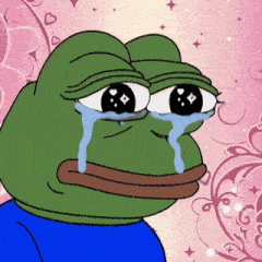 a frog with tears coming out of his eyes