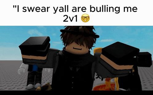 a picture of a boy with glasses and the words " i swear yall are bullying me 2v1 "