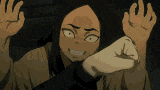 a cartoon character is making a funny face with her hands in the air