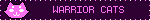 a purple banner with a pink cat and the words warrior cats on it