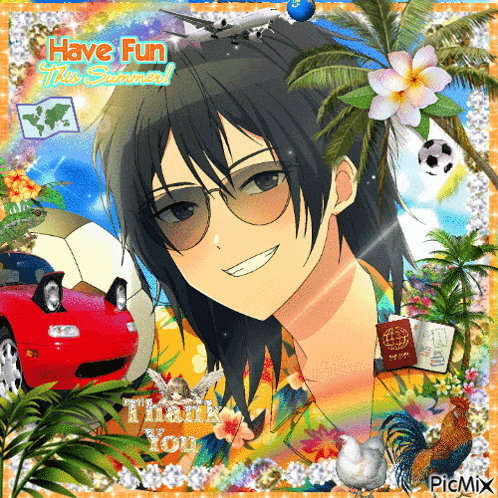 a picture of a boy with the words have fun this summer thank you