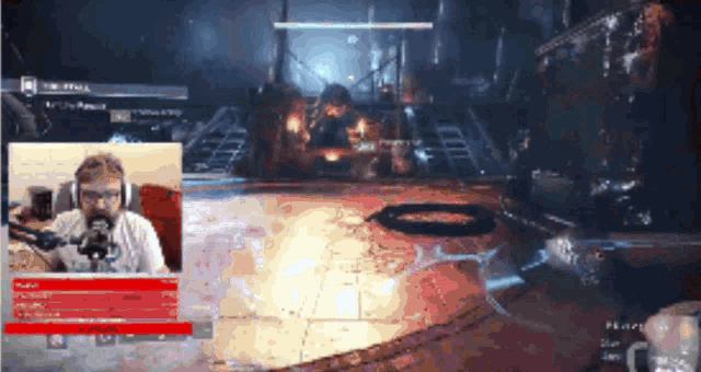 a man wearing headphones is playing a game