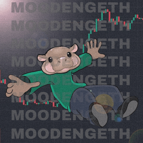 a cartoon character with the word moodengeth on the bottom
