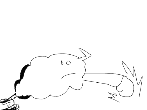 a black and white drawing of a person 's hand reaching into the water .