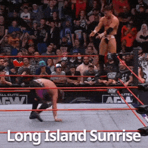 a wrestling ring with the words long island sunrise written on it