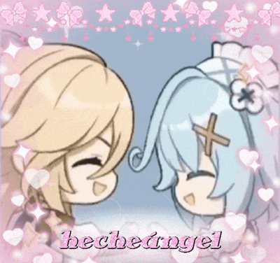 a picture of two anime characters with the name hecheingel on it