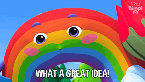 a picture of a rainbow with the words what a great idea