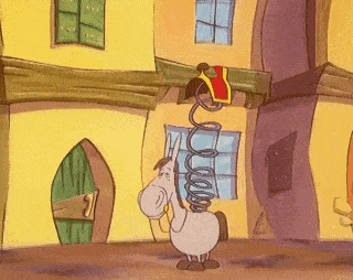 a cartoon horse with a spring on its back