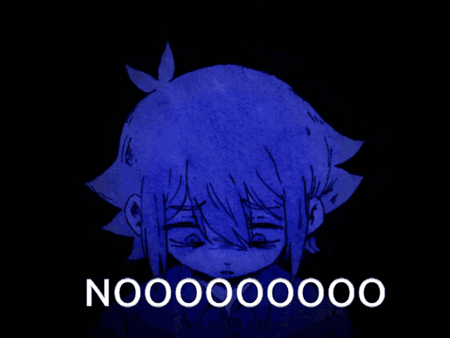 a drawing of a girl with a blue background and the words noo000000 on the bottom
