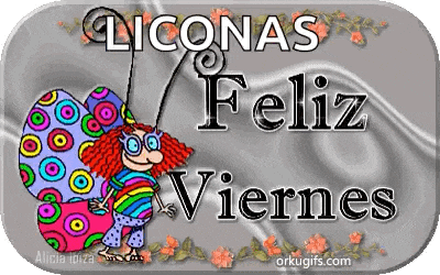 a sign that says liconas feliz viernes with a cartoon character on it