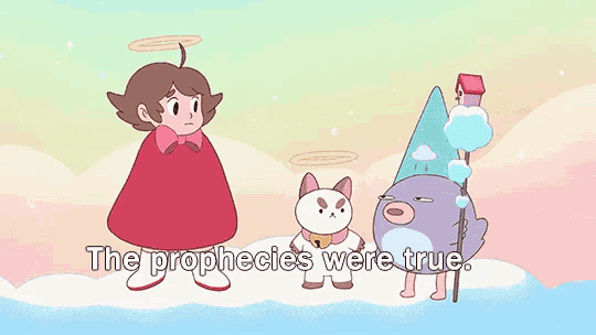 a cartoon of a girl a cat and a bird with the words yeah they were