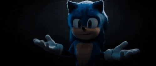a blue sonic the hedgehog with his arms outstretched