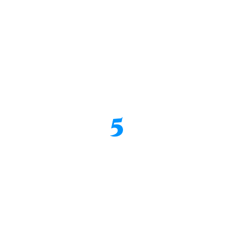 a white background with a blue number 5