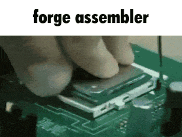 a forge assembler is being used to assemble a computer processor