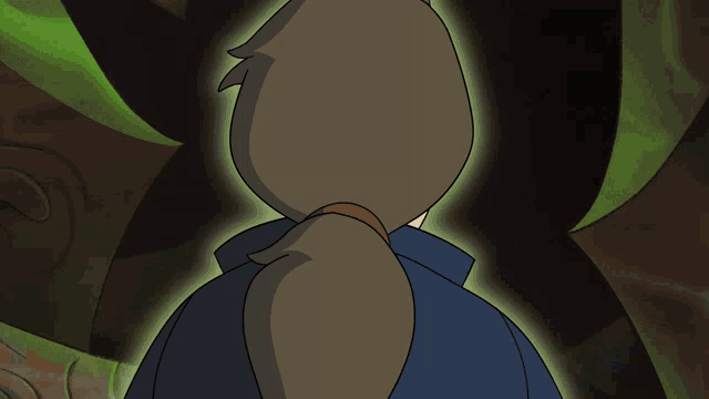 a cartoon drawing of a man with a blue eye