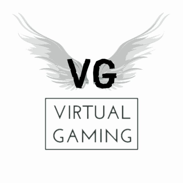 a logo for vg virtual gaming with wings on it