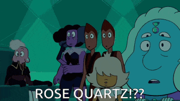 a group of cartoon characters standing next to each other with the words rose quartz written on the bottom