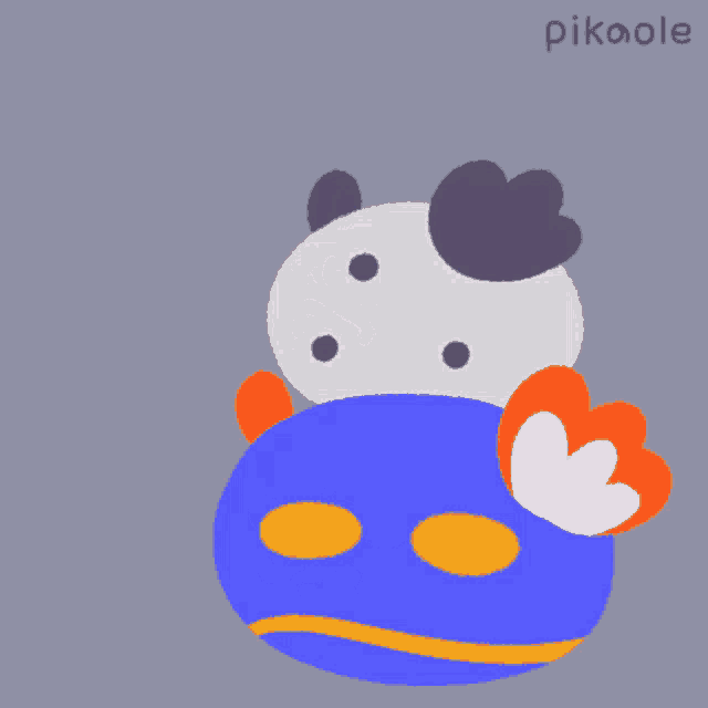 a drawing of a blue and white animal with the name pikoole below them