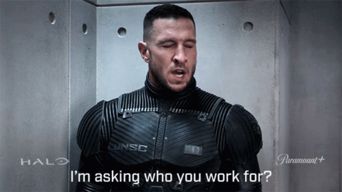 Im Asking Who You Work For Master Chief GIF - Im Asking Who You Work For Master Chief Pablo Schreiber GIFs