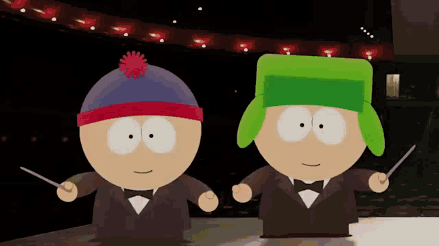 stanley and kyle from south park are playing instruments
