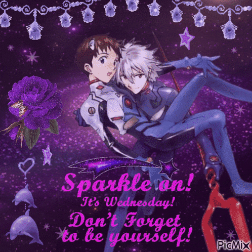 a picture of two anime characters with the words sparkle on it 's wednesday