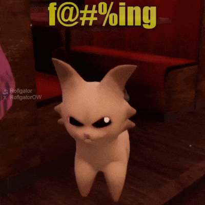 a 3d cat is standing on a wooden floor in a room and smiling .