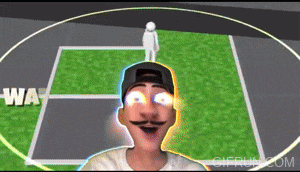 a man with a mustache is standing on a basketball court with the word wa on the bottom