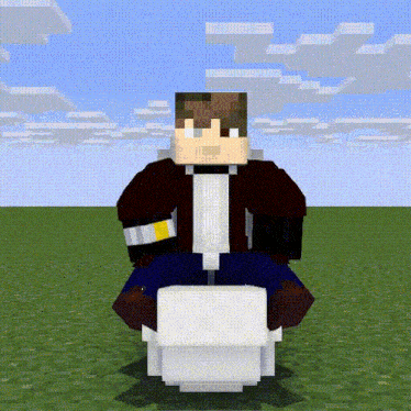 a minecraft character is sitting on a white chair