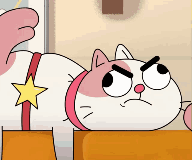 a cartoon cat with an angry face and a star on its chest