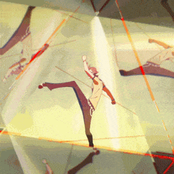 a cartoon drawing of a man jumping in the air with a fist in the air