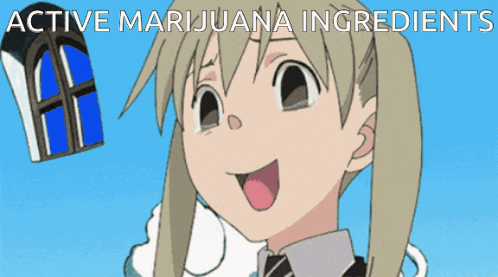a picture of a girl with the words active marijuana ingredients written above her