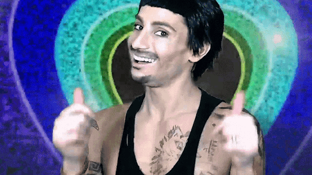 a man with a tattoo on his chest that says " i love you "