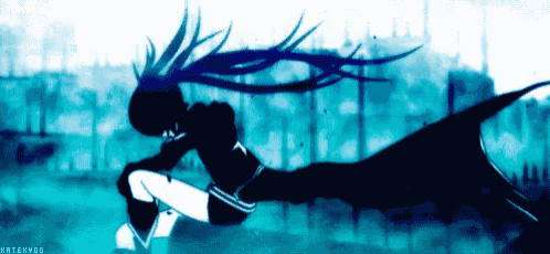 a silhouette of a girl with long black hair is being animated by katskvgo