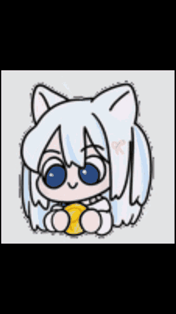 a cartoon character with white hair and blue eyes
