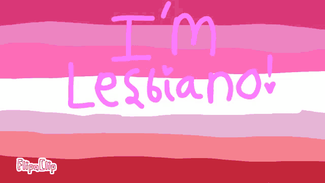 a pink and white striped background with the words i 'm lesbiano written in purple