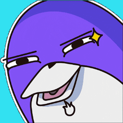 a cartoon drawing of a dolphin with a piercing on its nose